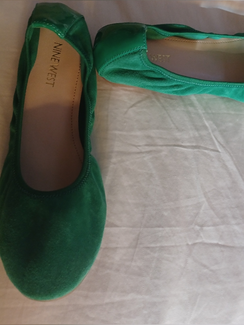Nine West 8 Green Leather Ballet Flats Shoes